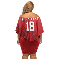 Custom Sint Maarten Football Red Version Family Matching Off Shoulder Short Dress and Hawaiian Shirt Go Champion