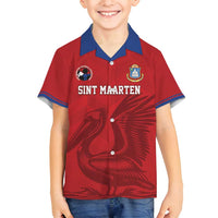 Custom Sint Maarten Football Red Version Family Matching Off Shoulder Short Dress and Hawaiian Shirt Go Champion