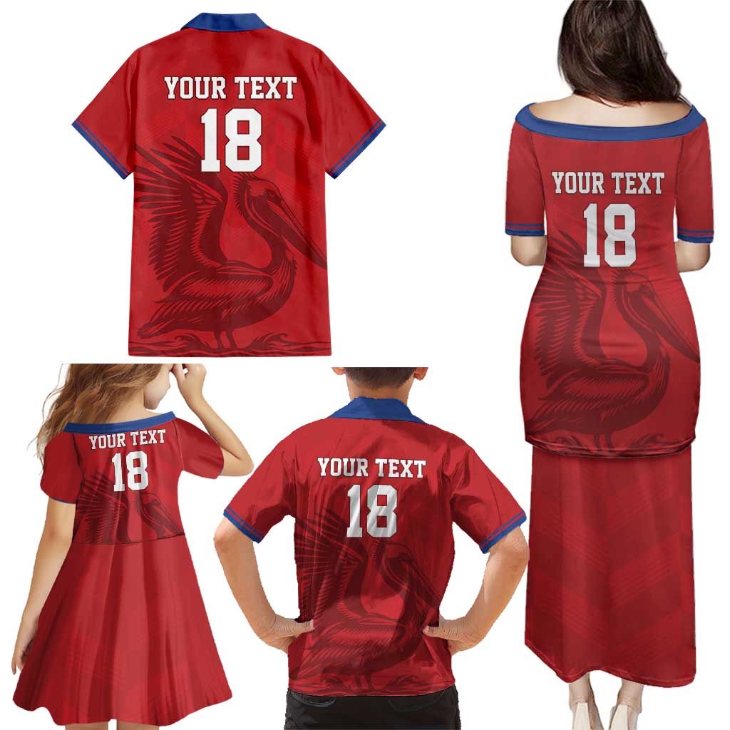 Custom Sint Maarten Football Red Version Family Matching Puletasi and Hawaiian Shirt Go Champion
