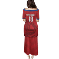Custom Sint Maarten Football Red Version Family Matching Puletasi and Hawaiian Shirt Go Champion