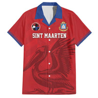 Custom Sint Maarten Football Red Version Family Matching Short Sleeve Bodycon Dress and Hawaiian Shirt Go Champion
