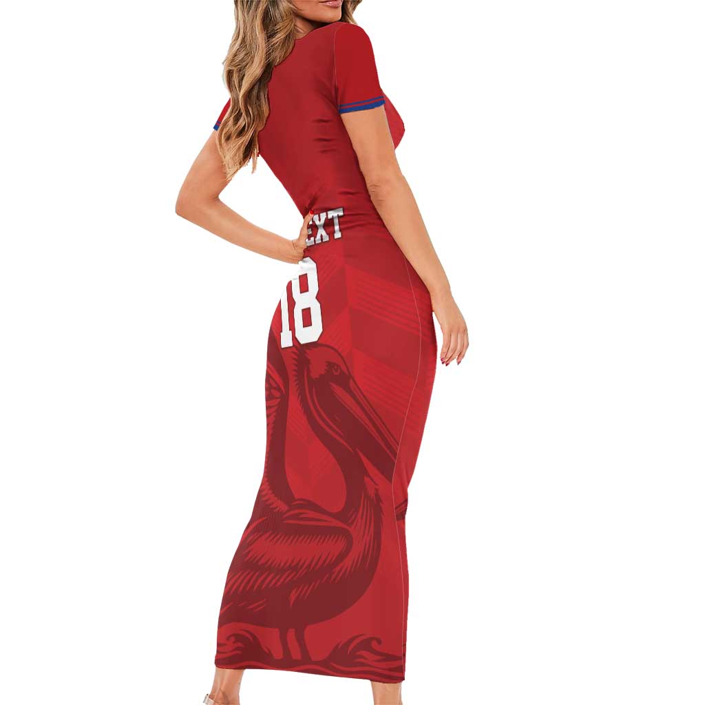 Custom Sint Maarten Football Red Version Family Matching Short Sleeve Bodycon Dress and Hawaiian Shirt Go Champion