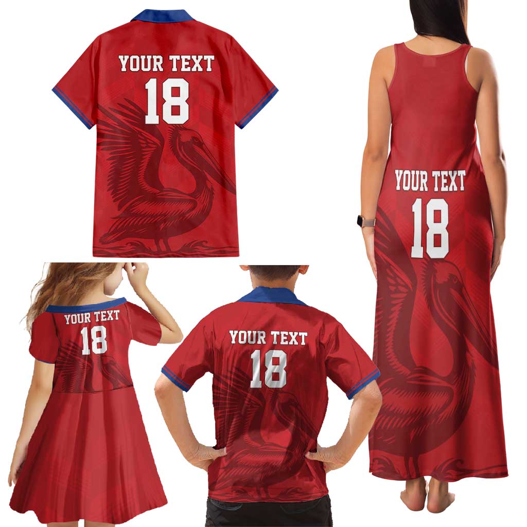 Custom Sint Maarten Football Red Version Family Matching Tank Maxi Dress and Hawaiian Shirt Go Champion