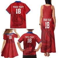 Custom Sint Maarten Football Red Version Family Matching Tank Maxi Dress and Hawaiian Shirt Go Champion