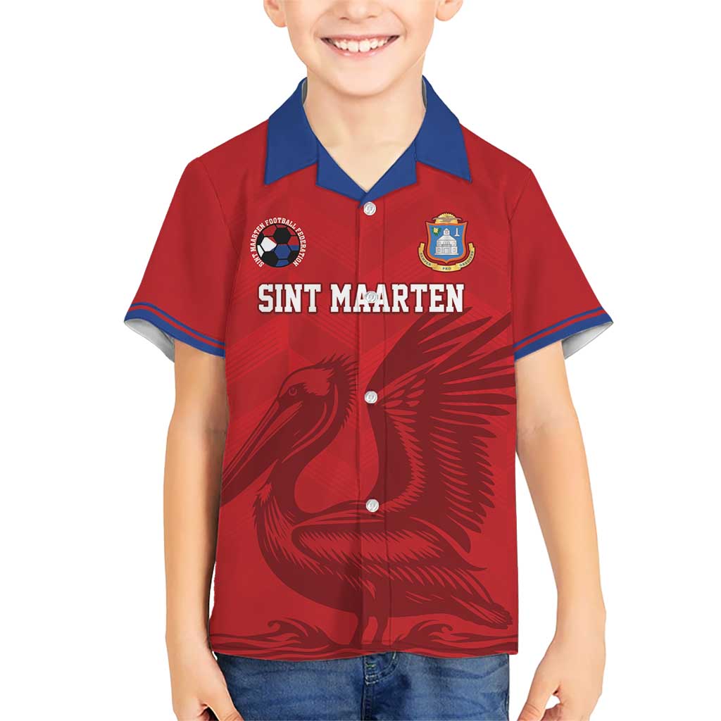 Custom Sint Maarten Football Red Version Kid Hawaiian Shirt Go Champion