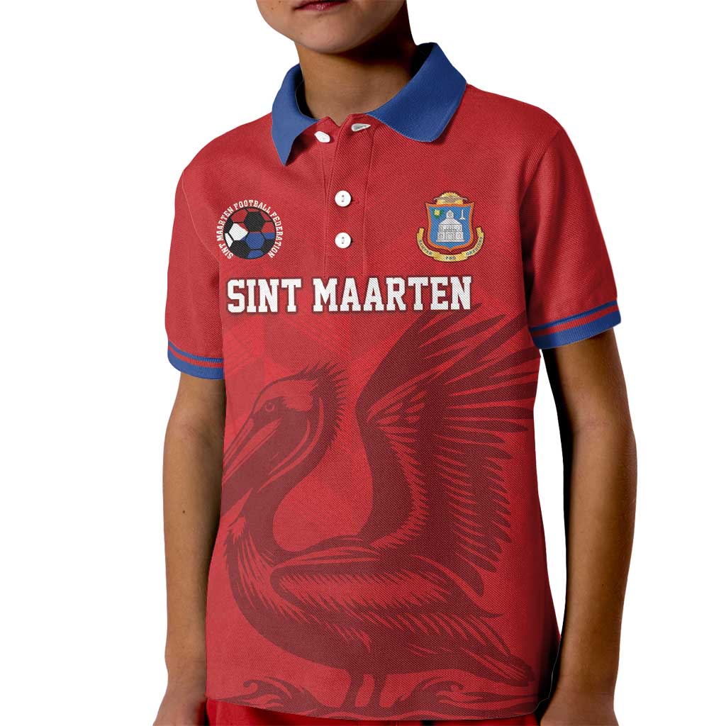 Custom Sint Maarten Football Red Version Kid Polo Shirt Go Champion