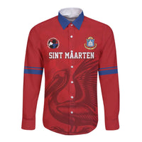 Custom Sint Maarten Football Red Version Long Sleeve Button Shirt Go Champion