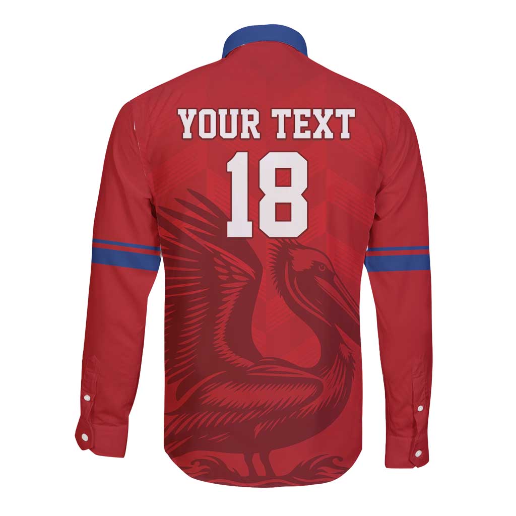 Custom Sint Maarten Football Red Version Long Sleeve Button Shirt Go Champion