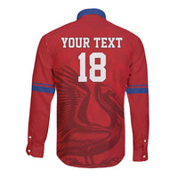 Custom Sint Maarten Football Red Version Long Sleeve Button Shirt Go Champion