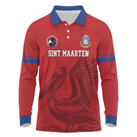 Custom Sint Maarten Football Red Version Long Sleeve Polo Shirt Go Champion
