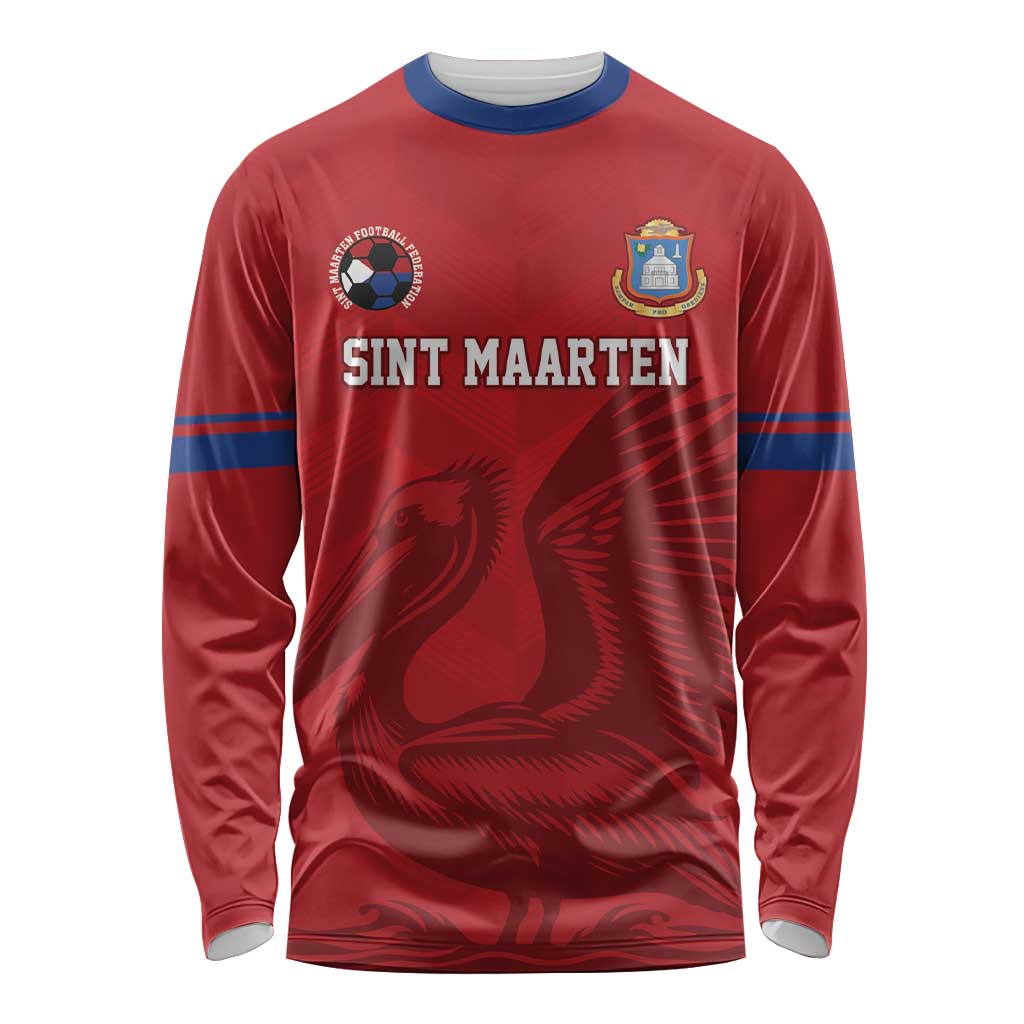 Custom Sint Maarten Football Red Version Long Sleeve Shirt Go Champion