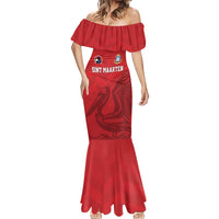 Custom Sint Maarten Football Red Version Mermaid Dress Go Champion
