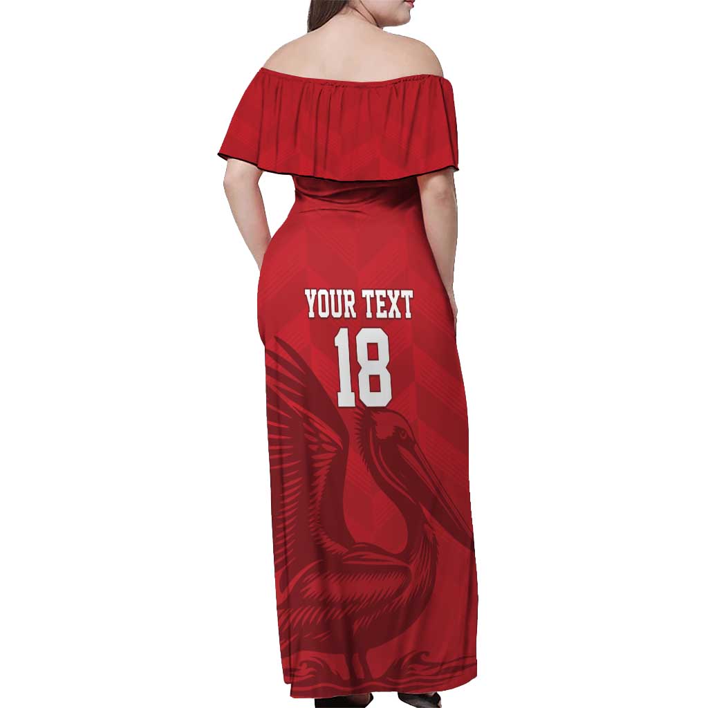 Custom Sint Maarten Football Red Version Off Shoulder Maxi Dress Go Champion