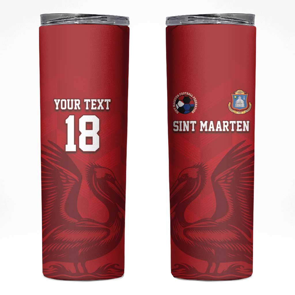 Custom Sint Maarten Football Red Version Skinny Tumbler Go Champion