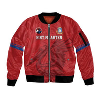 Custom Sint Maarten Football Red Version Sleeve Zip Bomber Jacket Go Champion