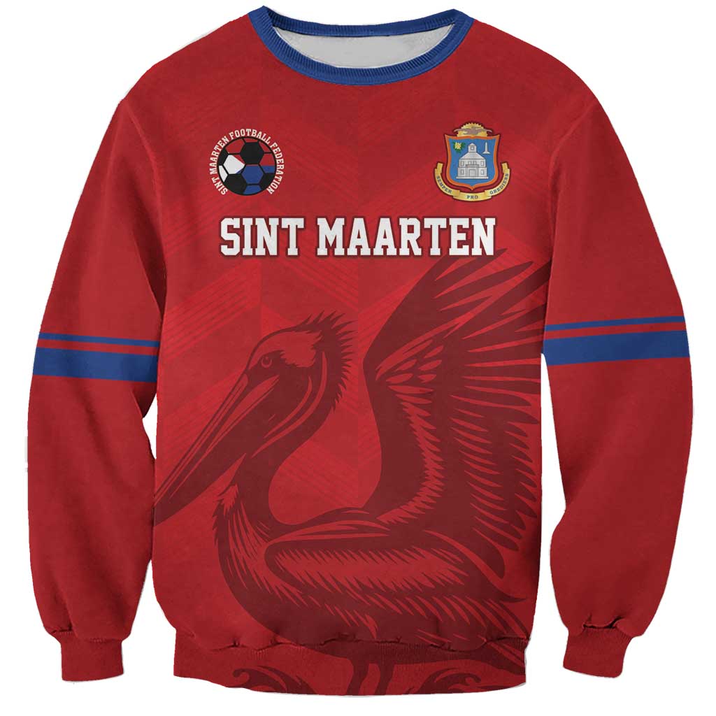 Custom Sint Maarten Football Red Version Sweatshirt Go Champion