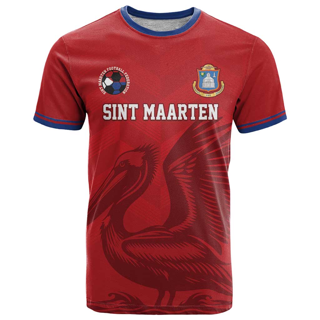 Custom Sint Maarten Football Red Version T Shirt Go Champion