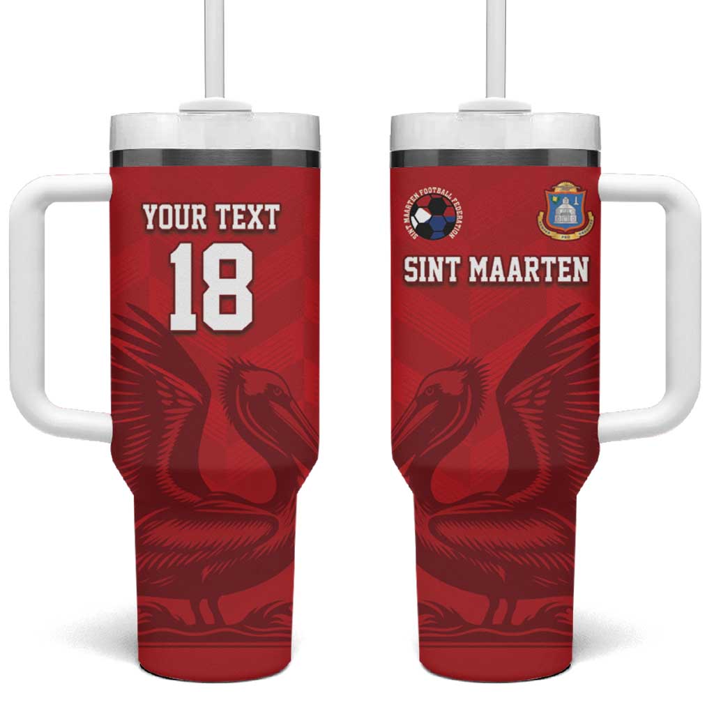Custom Sint Maarten Football Red Version Tumbler With Handle Go Champion