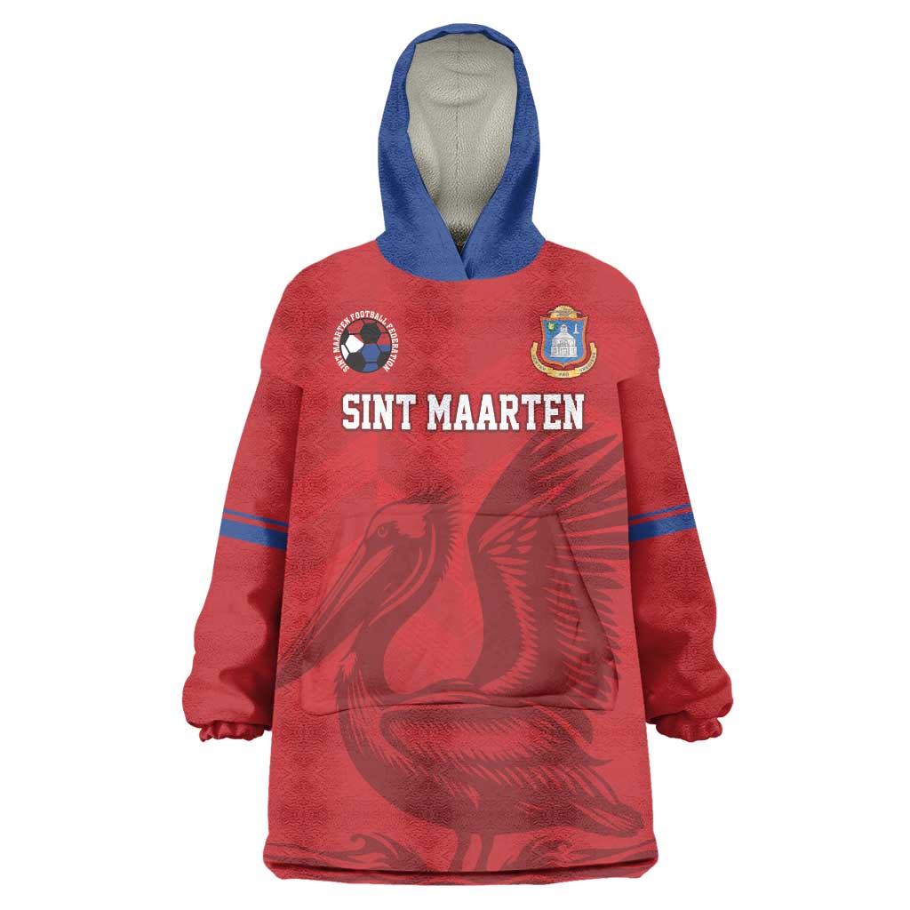 Custom Sint Maarten Football Red Version Wearable Blanket Hoodie Go Champion