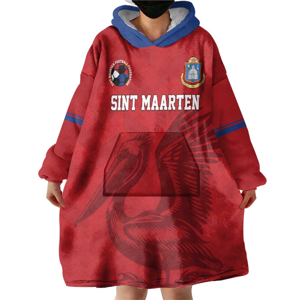 Custom Sint Maarten Football Red Version Wearable Blanket Hoodie Go Champion