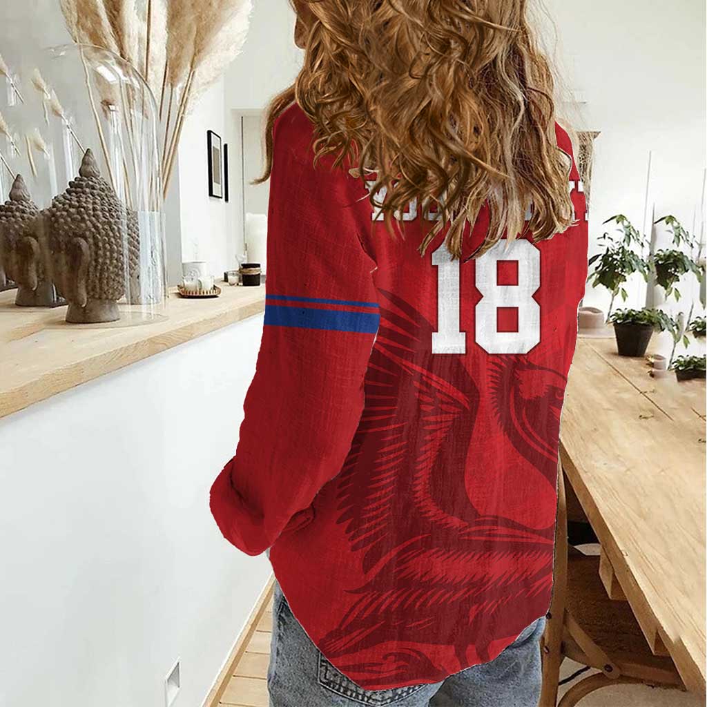 Custom Sint Maarten Football Red Version Women Casual Shirt Go Champion