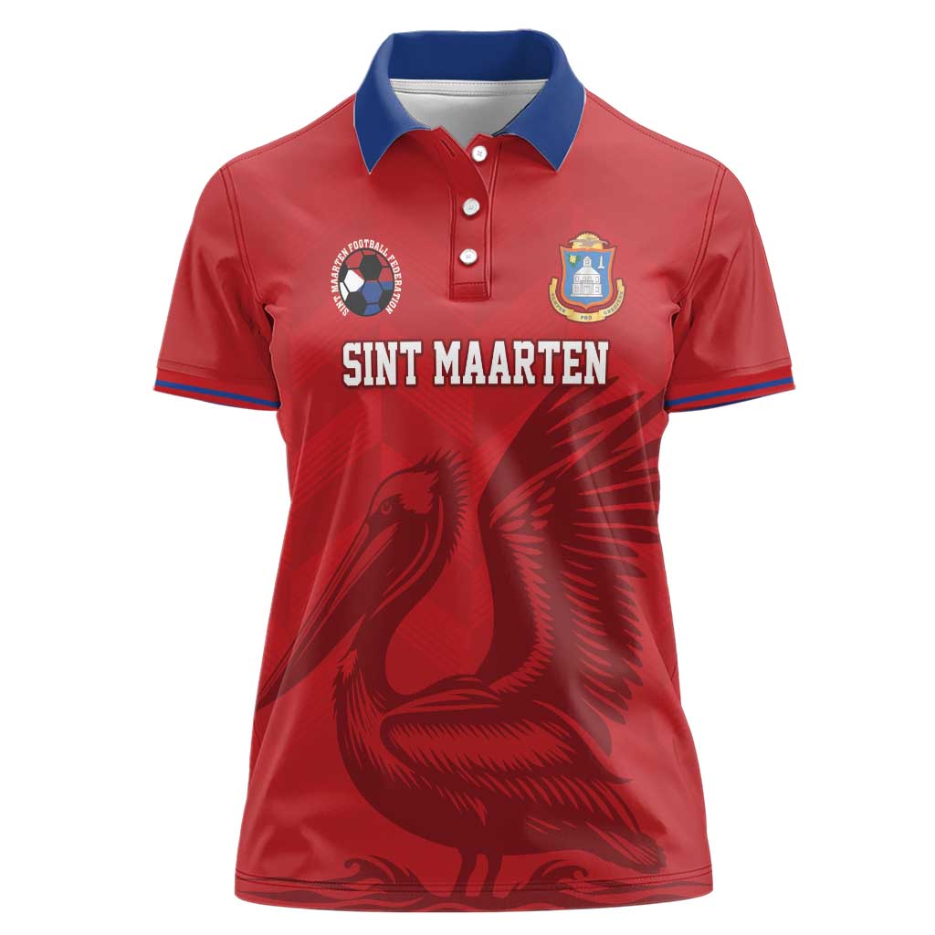 Custom Sint Maarten Football Red Version Women Polo Shirt Go Champion