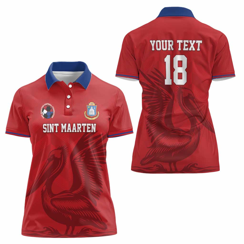 Custom Sint Maarten Football Red Version Women Polo Shirt Go Champion