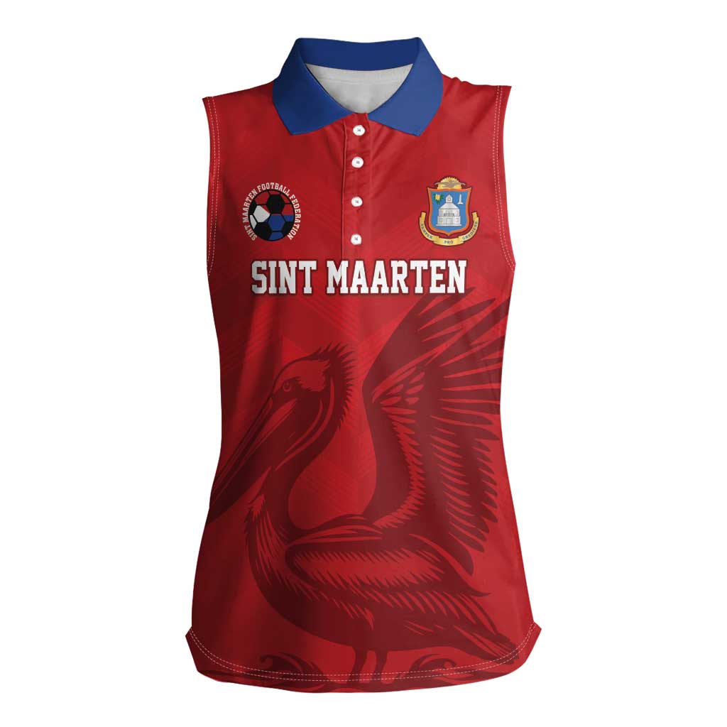 Custom Sint Maarten Football Red Version Women Sleeveless Polo Shirt Go Champion
