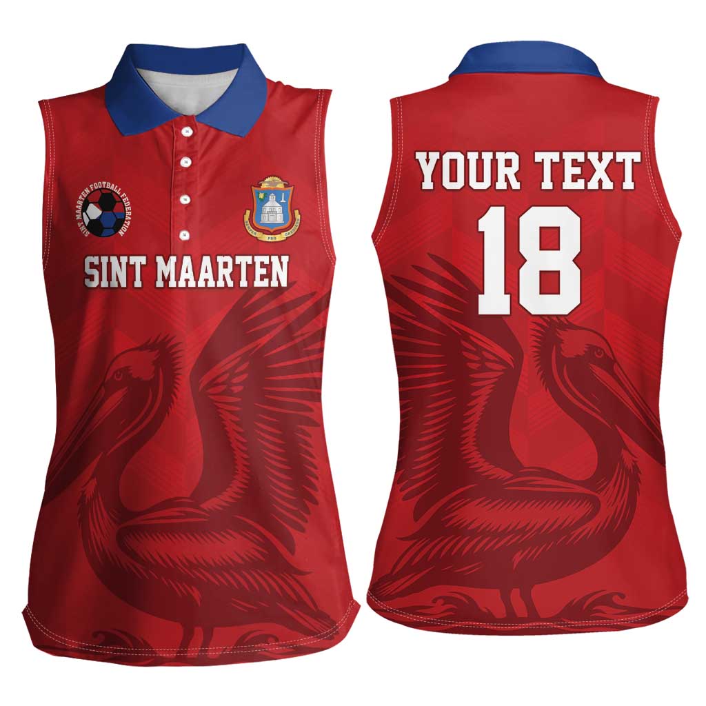 Custom Sint Maarten Football Red Version Women Sleeveless Polo Shirt Go Champion