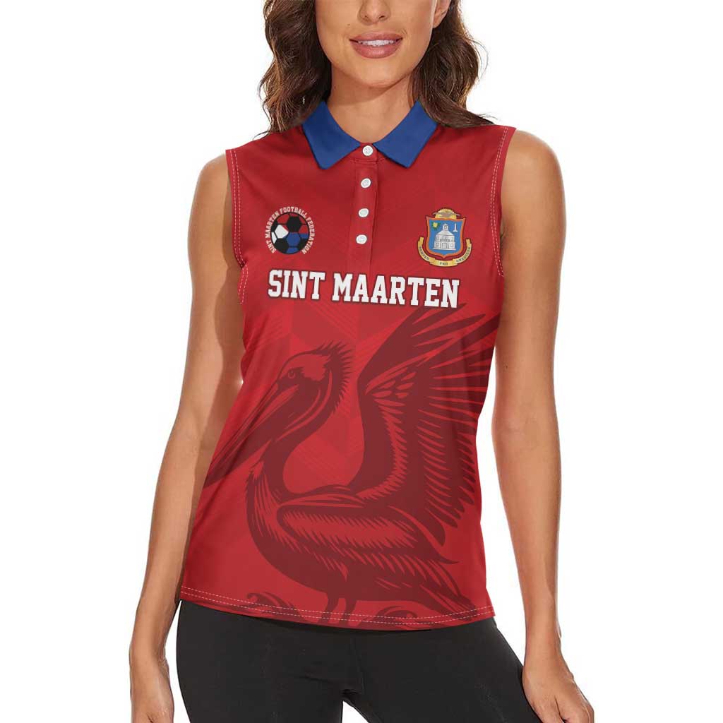Custom Sint Maarten Football Red Version Women Sleeveless Polo Shirt Go Champion