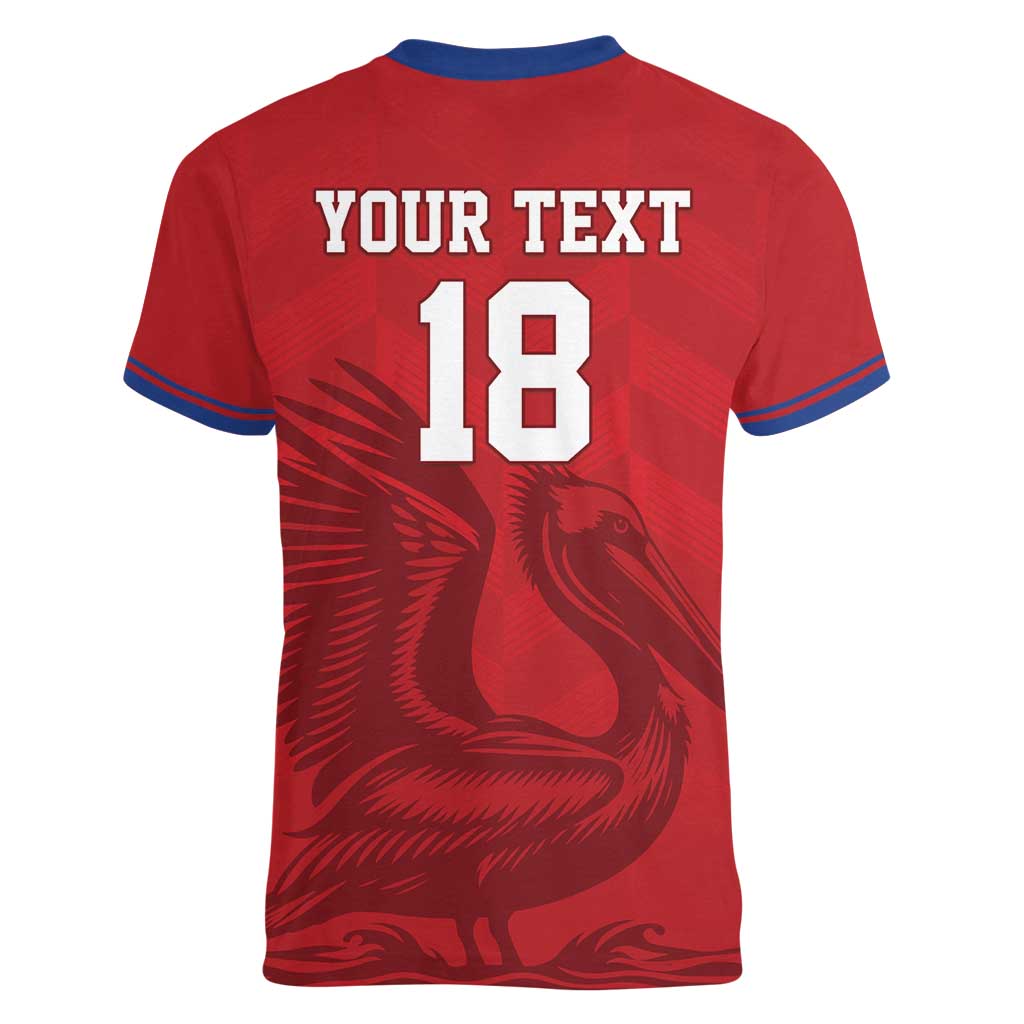 Custom Sint Maarten Football Red Version Women V-Neck T-Shirt Go Champion