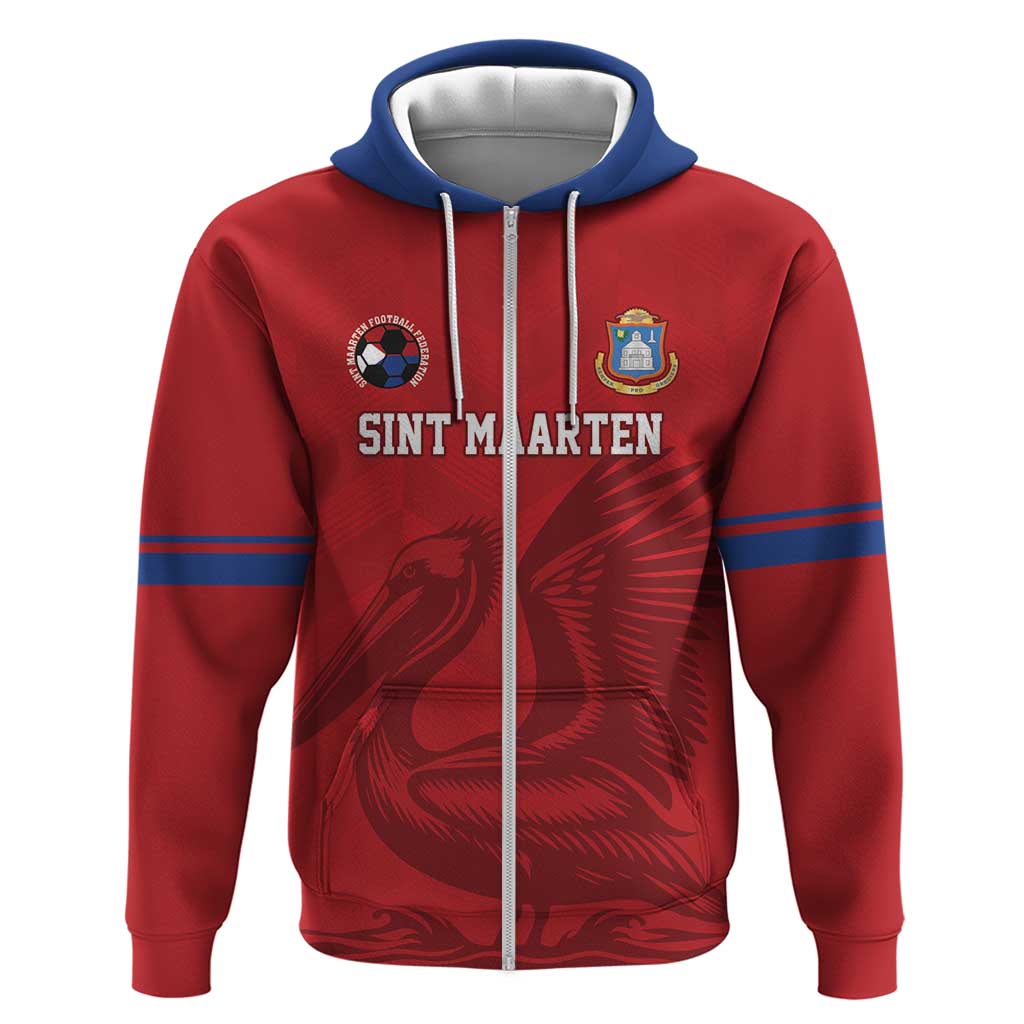 Custom Sint Maarten Football Red Version Zip Hoodie Go Champion