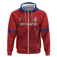 Custom Sint Maarten Football Red Version Zip Hoodie Go Champion