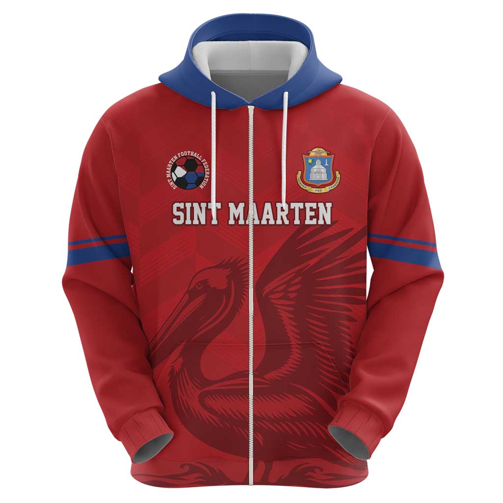 Custom Sint Maarten Football Red Version Zip Hoodie Go Champion