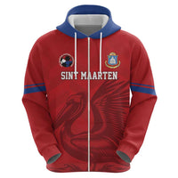 Custom Sint Maarten Football Red Version Zip Hoodie Go Champion