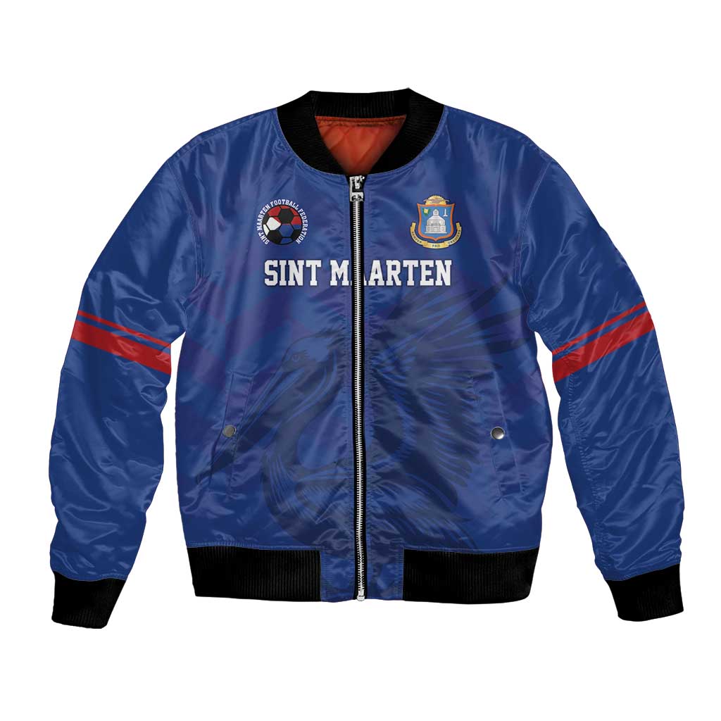 Custom Sint Maarten Football Blue Version Bomber Jacket Go Champion