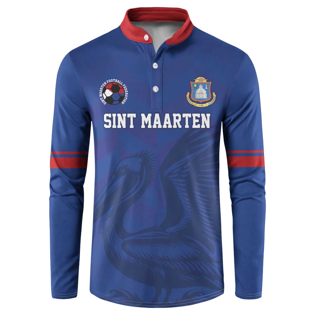 Custom Sint Maarten Football Blue Version Button Sweatshirt Go Champion