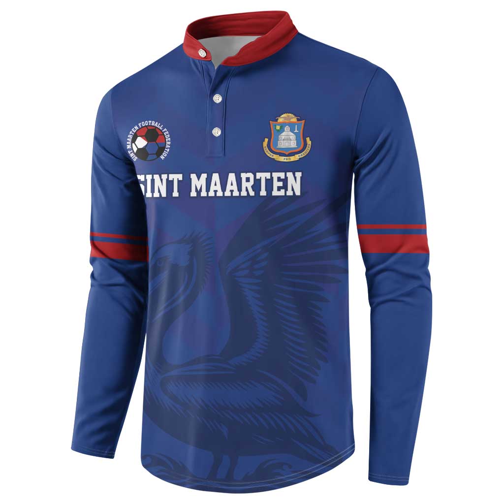 Custom Sint Maarten Football Blue Version Button Sweatshirt Go Champion