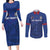 Custom Sint Maarten Football Blue Version Couples Matching Long Sleeve Bodycon Dress and Long Sleeve Button Shirt Go Champion