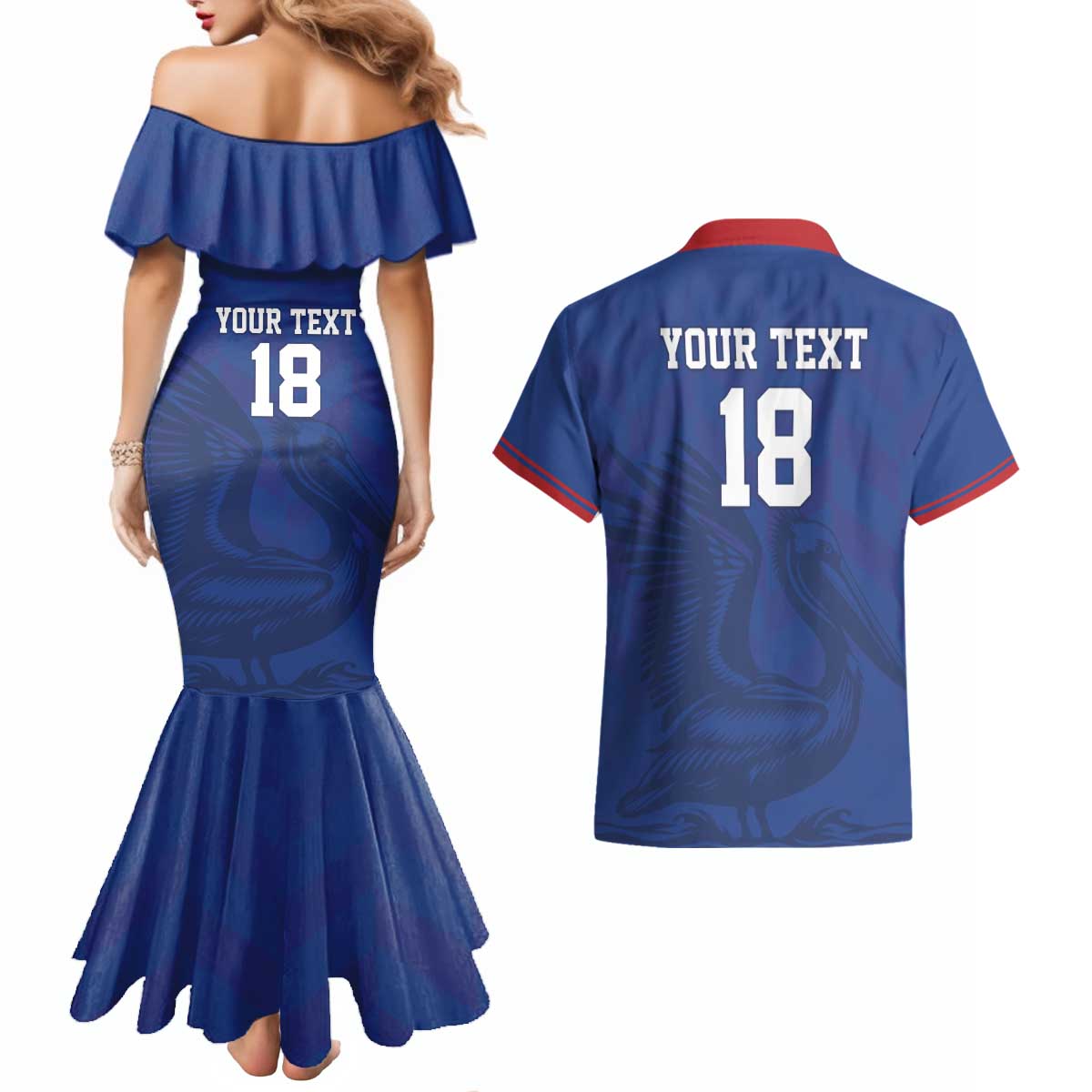 Custom Sint Maarten Football Blue Version Couples Matching Mermaid Dress and Hawaiian Shirt Go Champion