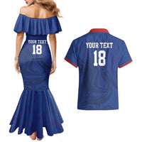 Custom Sint Maarten Football Blue Version Couples Matching Mermaid Dress and Hawaiian Shirt Go Champion