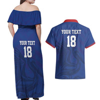 Custom Sint Maarten Football Blue Version Couples Matching Off Shoulder Maxi Dress and Hawaiian Shirt Go Champion