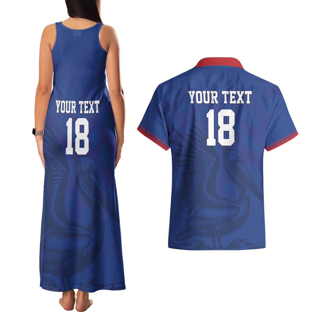 Custom Sint Maarten Football Blue Version Couples Matching Tank Maxi Dress and Hawaiian Shirt Go Champion