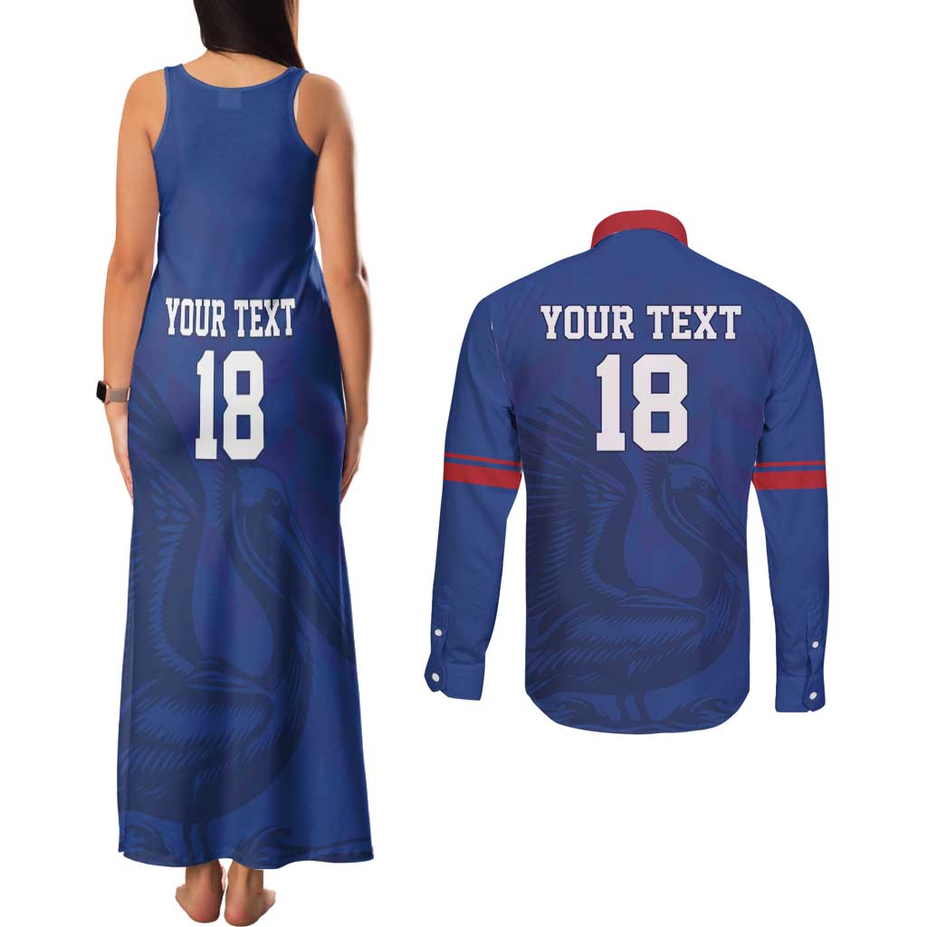 Custom Sint Maarten Football Blue Version Couples Matching Tank Maxi Dress and Long Sleeve Button Shirt Go Champion