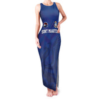 Custom Sint Maarten Football Blue Version Family Matching Tank Maxi Dress and Hawaiian Shirt Go Champion