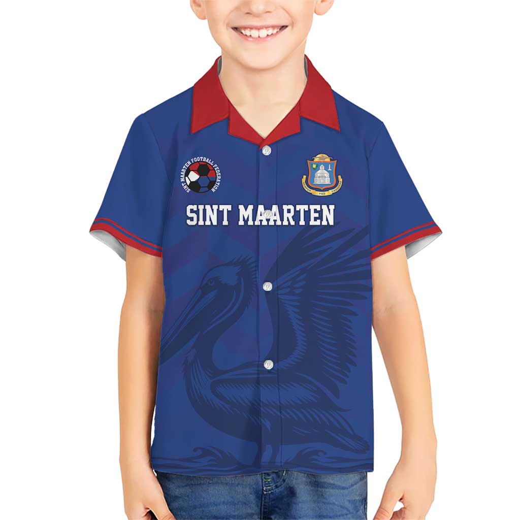 Custom Sint Maarten Football Blue Version Kid Hawaiian Shirt Go Champion