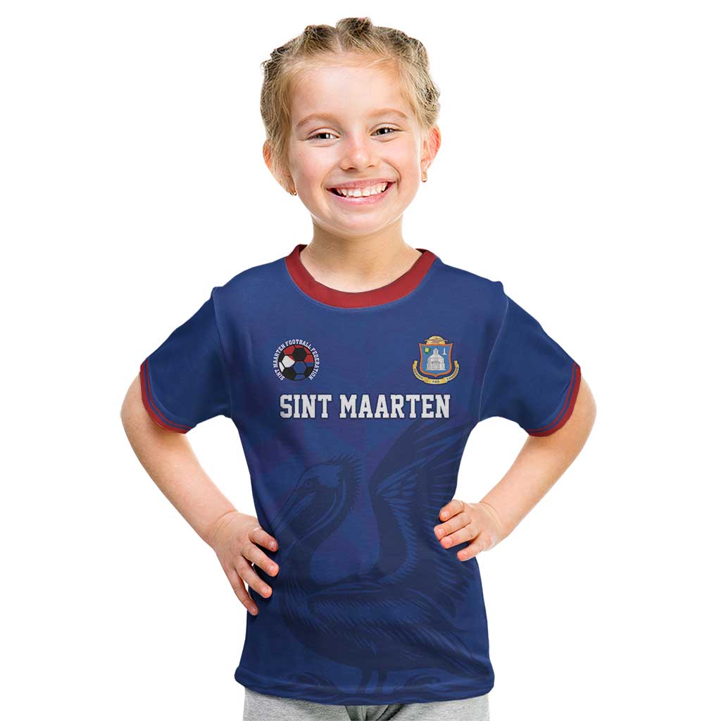 Custom Sint Maarten Football Blue Version Kid T Shirt Go Champion