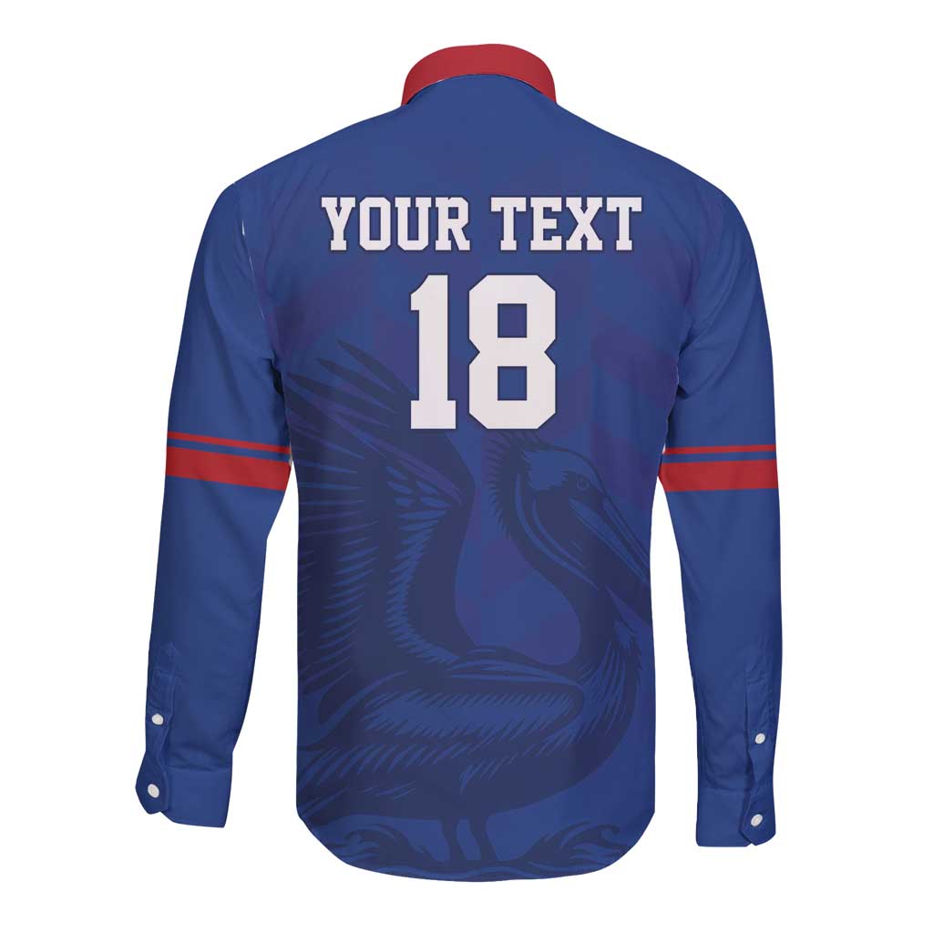 Custom Sint Maarten Football Blue Version Long Sleeve Button Shirt Go Champion