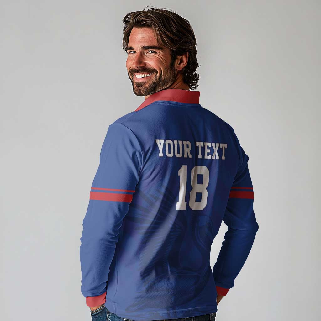 Custom Sint Maarten Football Blue Version Long Sleeve Polo Shirt Go Champion