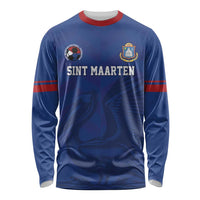 Custom Sint Maarten Football Blue Version Long Sleeve Shirt Go Champion